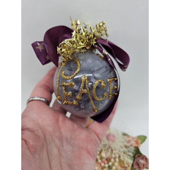 Handmade Victorian Lace & Flowers Christmas Tree Ornament Lot Of 4 ,"Peace",Boho - Picture 6 of 12